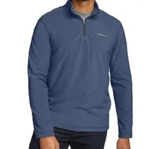Men's Blue Eddie Bauer Quest Quarter-Zip Fleece Top, Size Medium